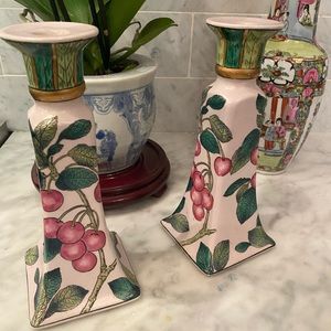 Andrea by Sadek Chinoiserie Cherry Candle Sticks